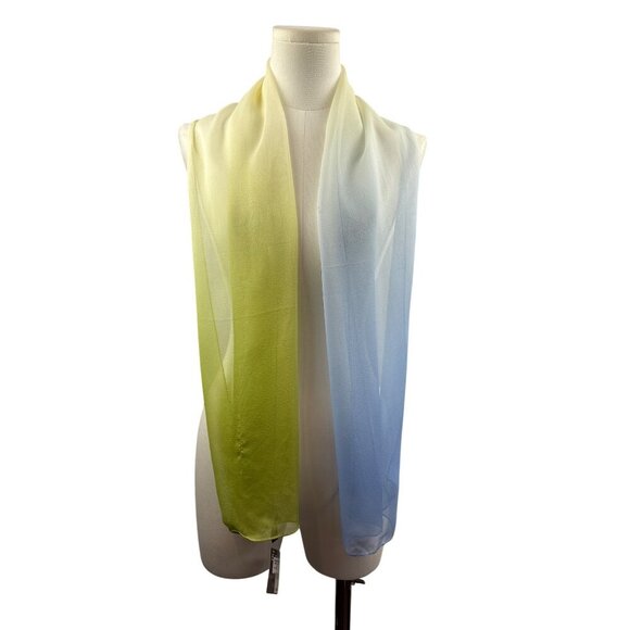 Echo Gradient Chiffon Scarf For Women - Yellow & Blue - Picture 1 of 7